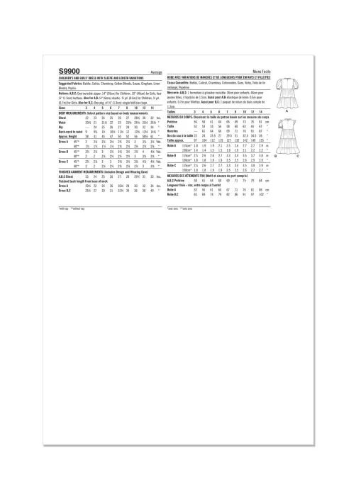 9900 Simplicity Schnittmuster Kinder Sommerkleider