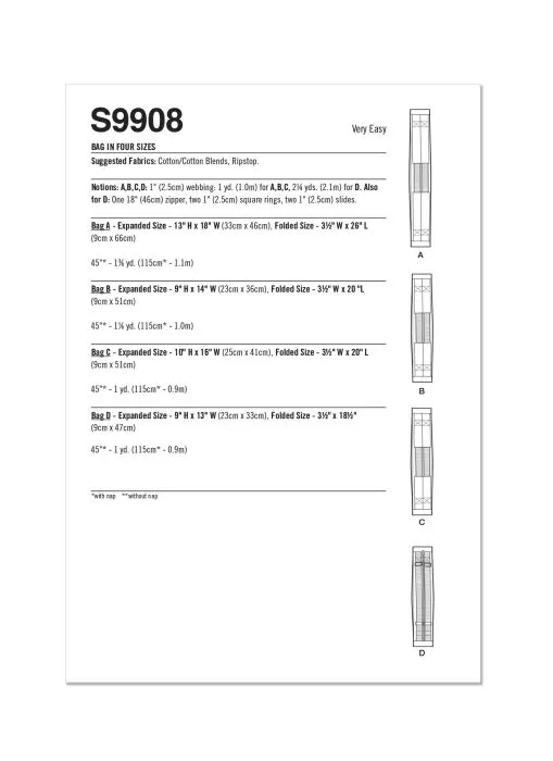 9908 Simplicity Schnittmuster Bellows Bag EASY!