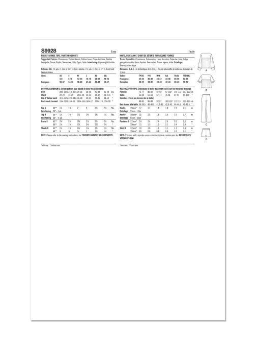 9928 Simplicity Schnittmuster Lounge-Ware XS-XXL EASY!