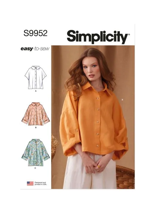 9952 Simplicity Schnittmuster Oversized Bluse S-XXL EASY!