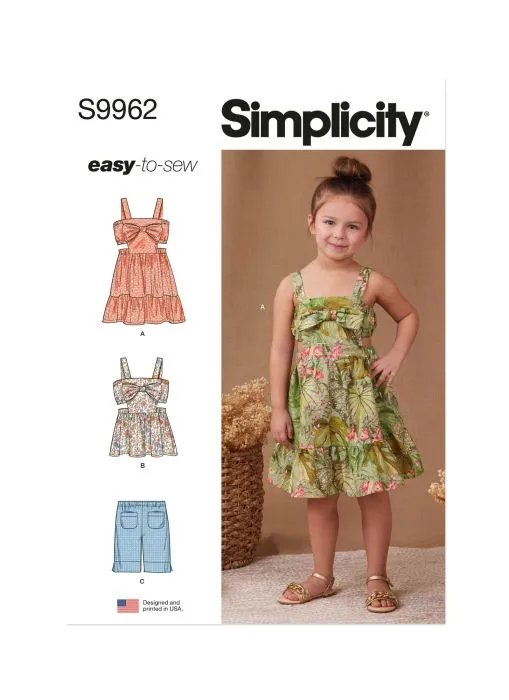 9962 Simplicity Schnittmuster Kinderkleid Hose EASY!
