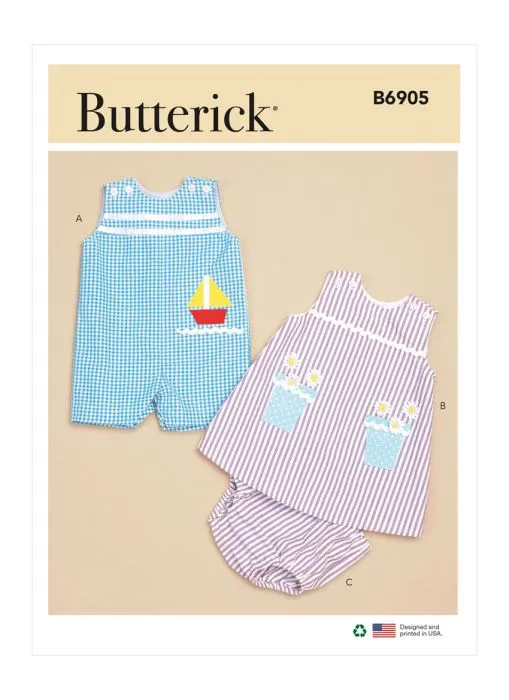 B6905 Butterick Schnittmuster Baby-Kombination