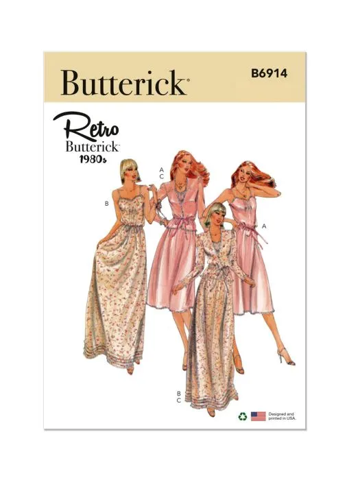 B6914 Butterick Schnittmuster Retro-Kleid 80er Jahre