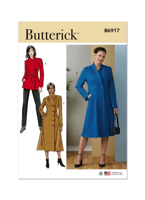 B6917 Butterick Schnittmuster Mantel Jacke