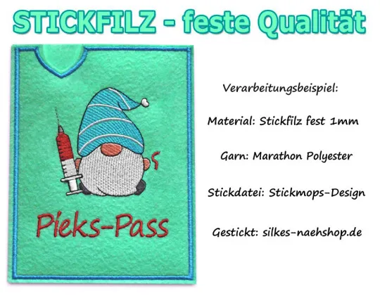 Stickfilz TEST-SET 20x20cm 5er-Pack