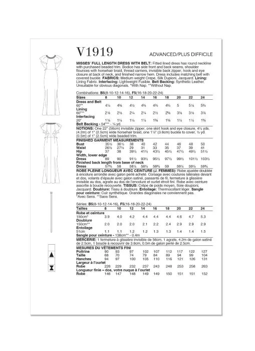 V1919 VOGUE Schnittmuster Designer-Abendkleid