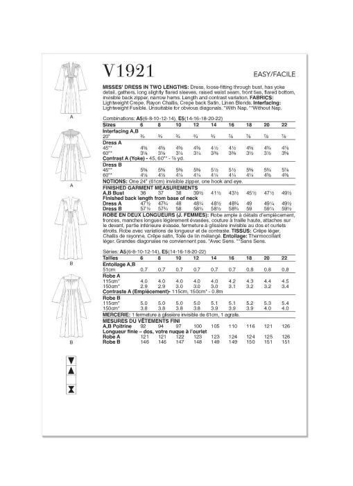 V1921 VOGUE Schnittmuster Midikleid Maxikleid