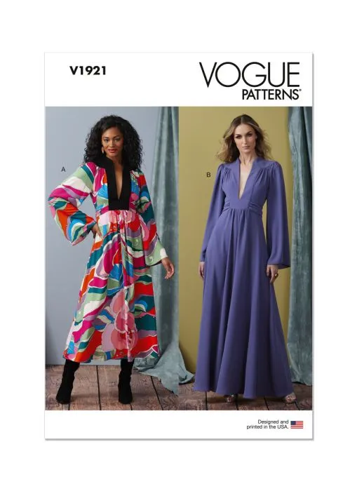 V1921 VOGUE Schnittmuster Midikleid Maxikleid