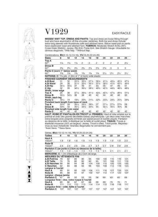 V1929 VOGUE Schnittmuster Jersey Kombination EASY!