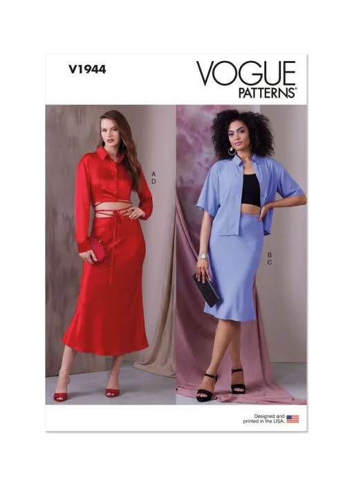 V1944 VOGUE Schnittmuster Hemdbluse Rock