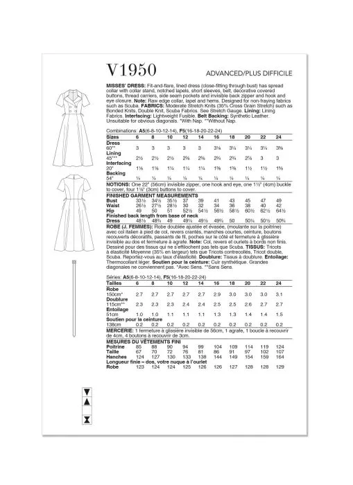 V1950 VOGUE Schnittmuster Designerkleid
