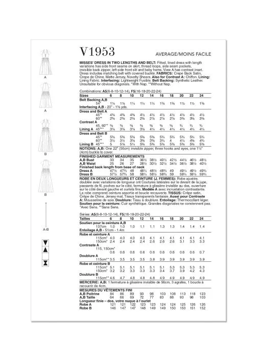 V1953 VOGUE Schnittmuster Kleid Abendkleid