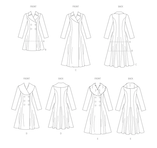 V1971 VOGUE Schnittmuster Mantel in 5 Längen!