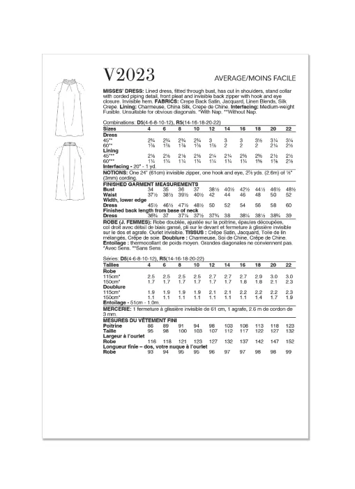 V2023 VOGUE Schnittmuster Designerkleid