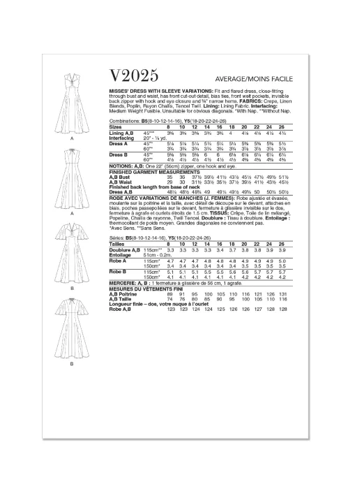 V2025 VOGUE Schnittmuster Sommerkleid