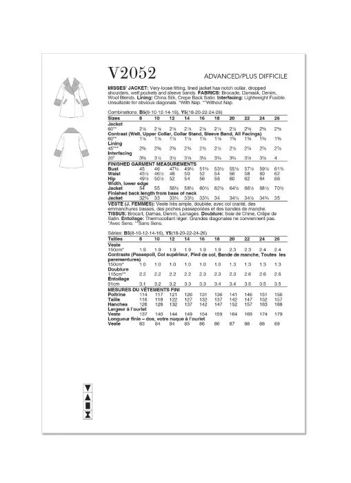 V2052 VOGUE Designer Schnittmuster Jacke