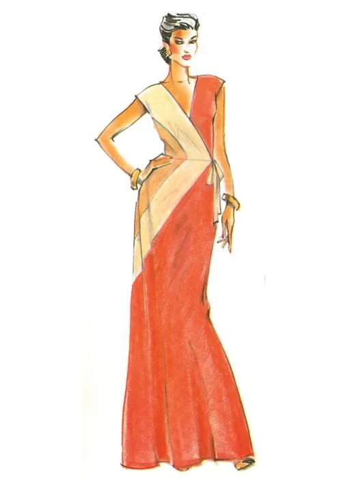 V2100 VOGUE Schnittmuster Jerseykleid 80er Jahre