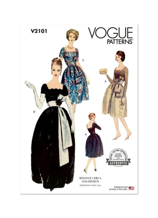 V2101 VOGUE Schnittmuster Vintage Kleid 50er Jahre