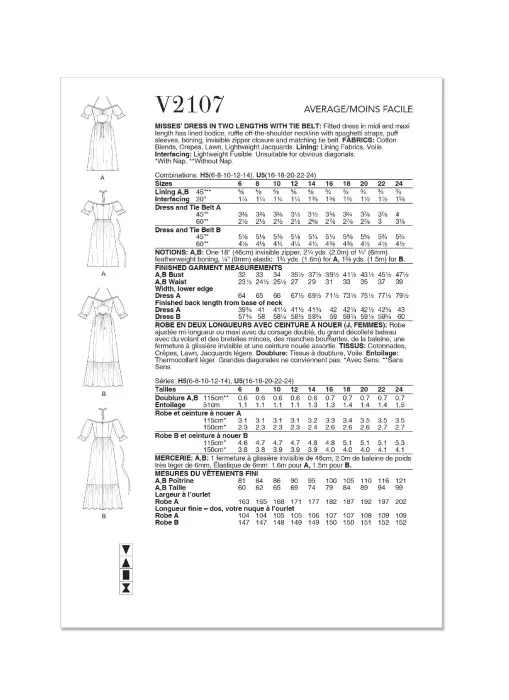V2107 VOGUE Schnittmuster Kleid Maxikleid