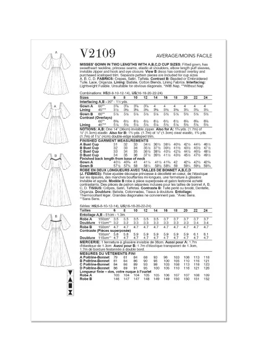 V2109 VOGUE Schnittmuster Kleid Maxikleid
