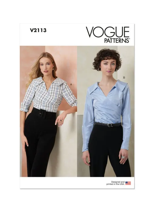 V2113 VOGUE Schnittmuster Bluse in Wickeloptik