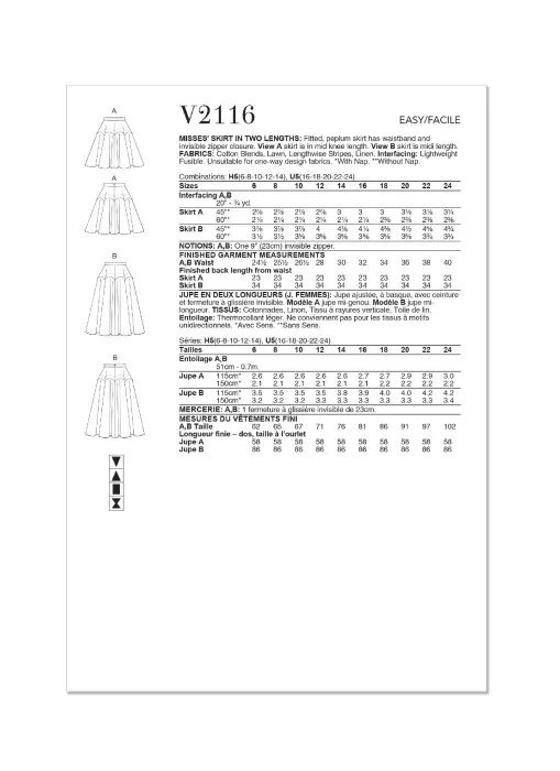 V2116 VOGUE Schnittmuster Rock EASY!