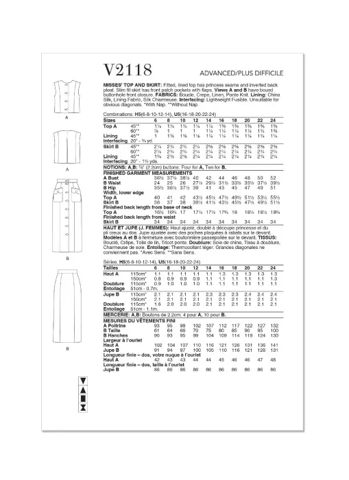 V2118 VOGUE Schnittmuster Top Rock