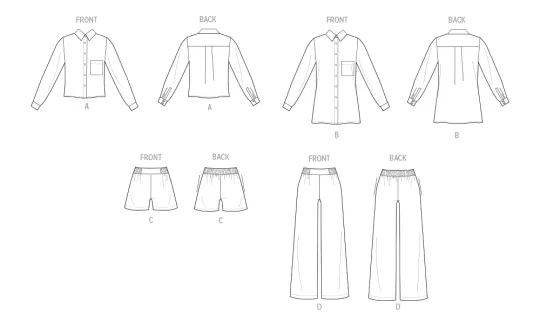 V2119 VOGUE Schnittmuster Pyjama Shorty S-XXL