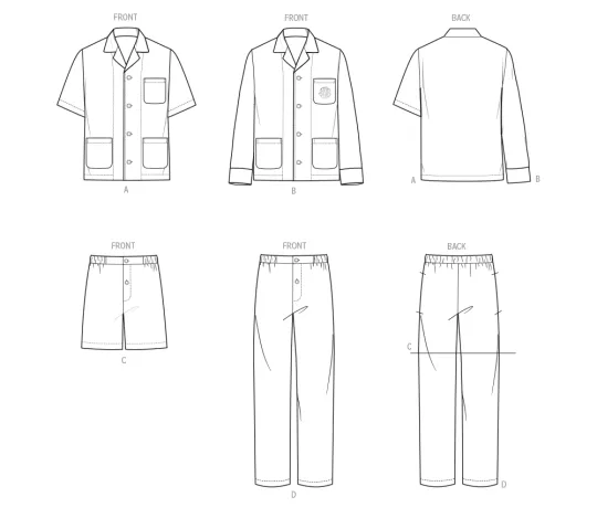 V2121 VOGUE Schnittmuster Herren-Pyjama S-3XL