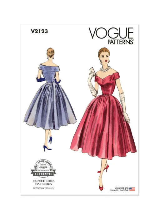 V2123 VOGUE Vintage Schnittmuster Abendkleid 50er Jahre