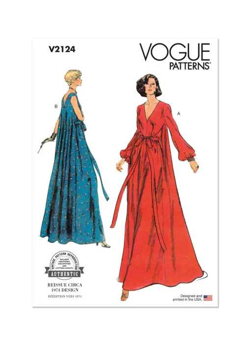 V2124 VOGUE Schnittmuster Retro-Kleid 70er-Jahre