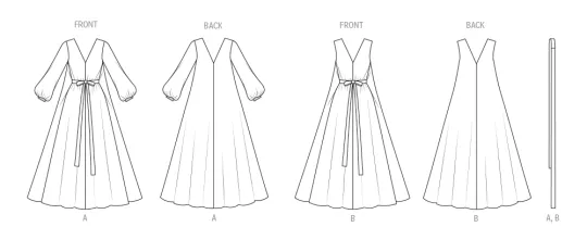 V2124 VOGUE Schnittmuster Retro-Kleid 70er-Jahre