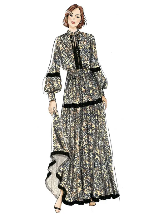 V2127 VOGUE Schnittmuster 2tlg Maxikleid