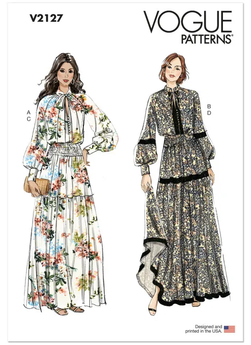 V2127 VOGUE Schnittmuster 2tlg Maxikleid