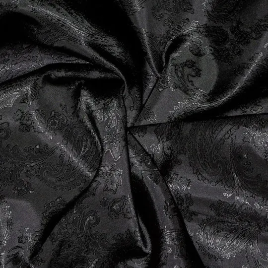 Rest: 1,50m Futterstoff la Viscosa Paisley schwarz