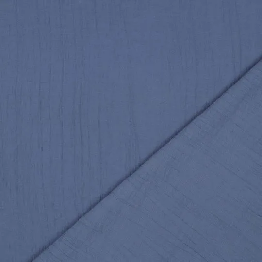 Rest: 1m Viskose CRINKLE Stoff jeansblau