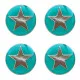 Metallknopf emailliert mit Stern 20mm smaragd 4er-Pack