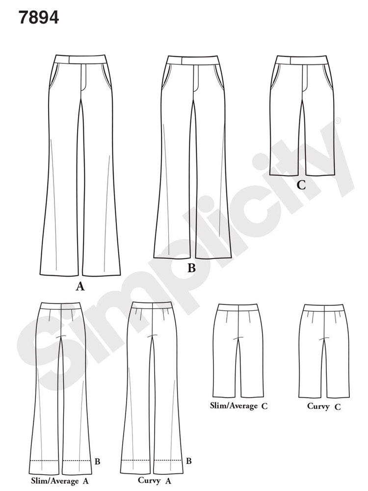 Simplicity Schnittmuster 7894.AA - Bundfaltenhose Damen Gr.36-44 Für Fortgeschrittene
