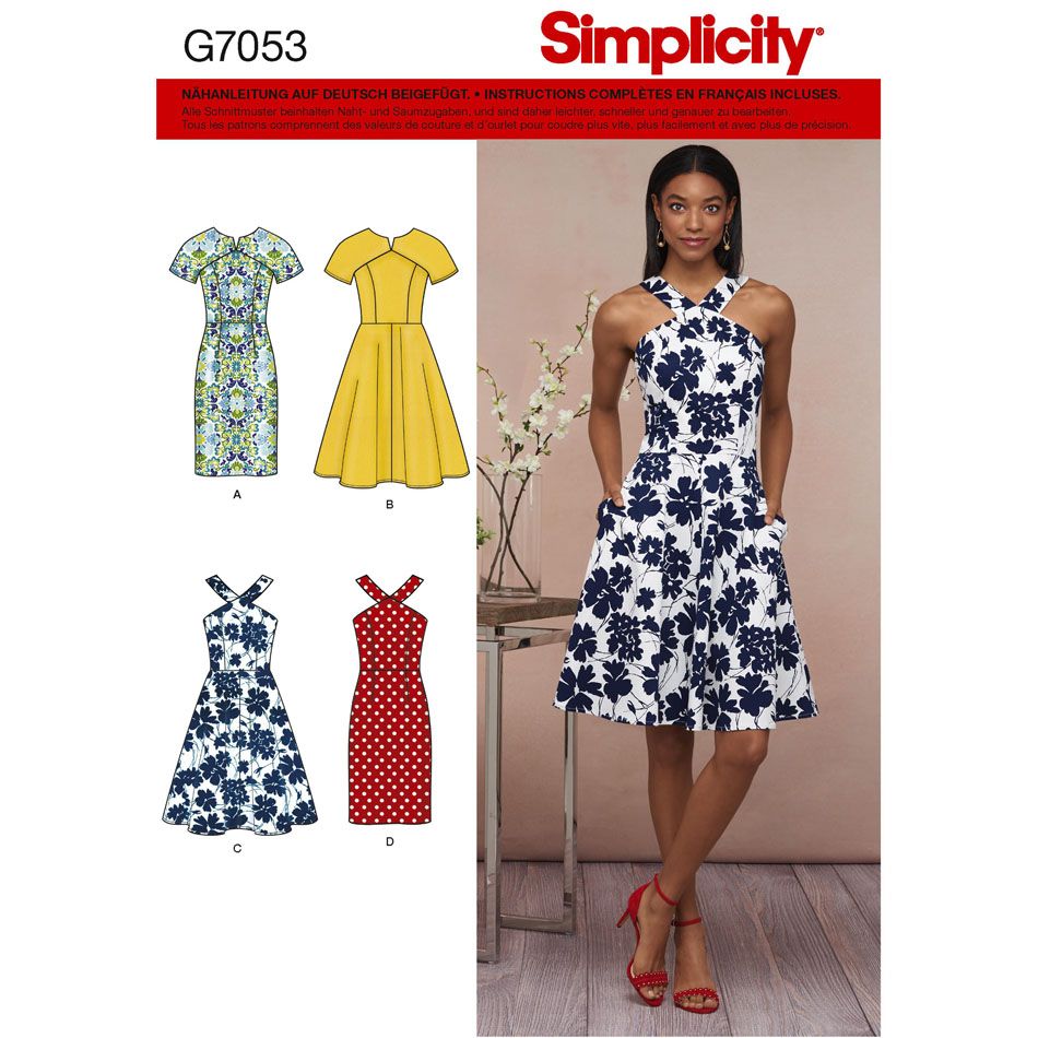 7053 Simplicity Schnittmuster Sommerkleid Maschinensticken Nahen Schnittmuster Silkes Naehshop De