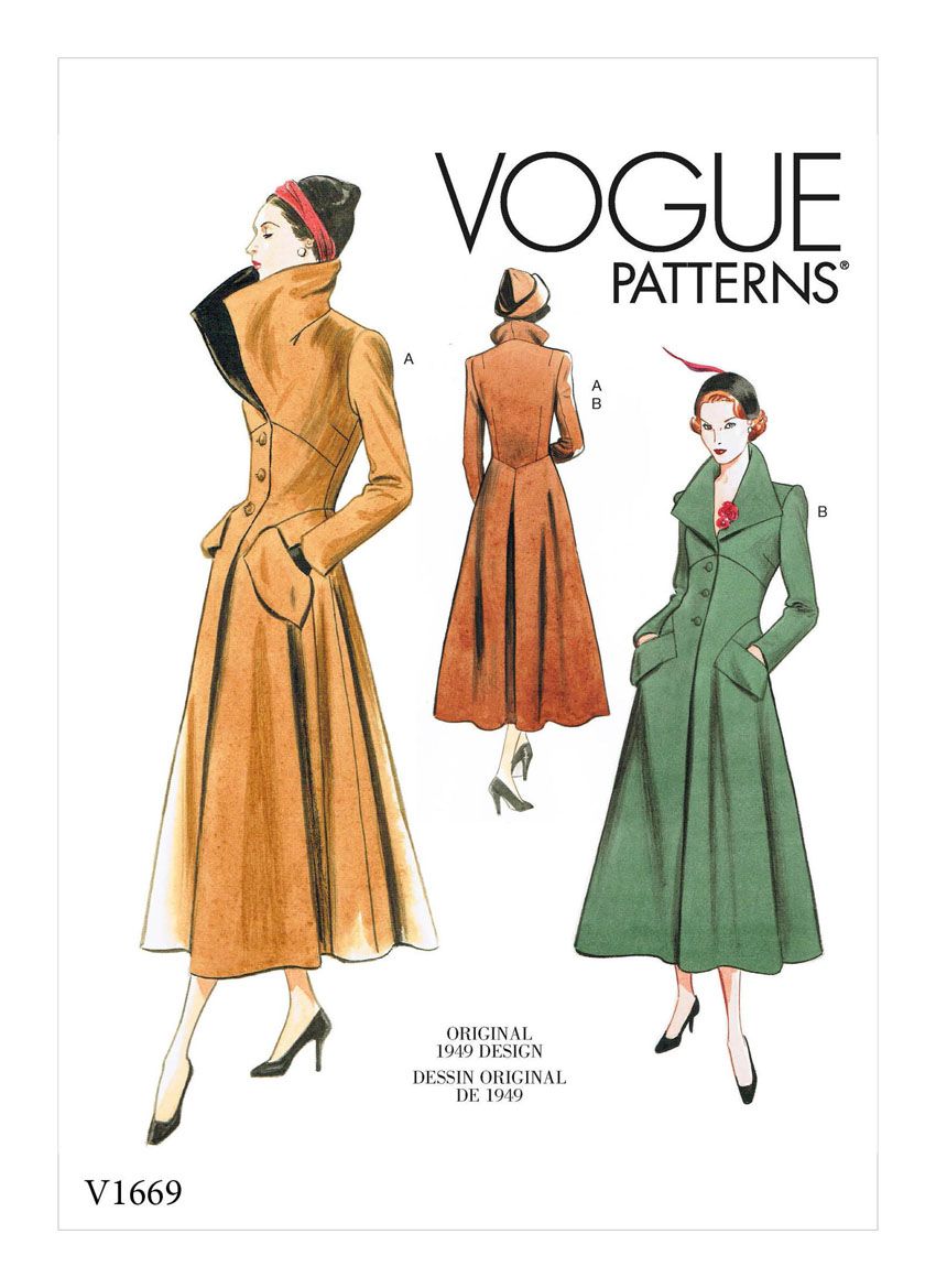 Vogue Schnittmuster Retro Mantel 40er Jahre 1669 Maschinensticken Nahen Schnittmuster Silkes Naehshop De