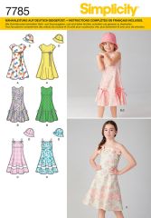 7785 Simplicity Schnittmuster Mädchenkleid mit Hut