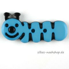 Kinderknopf Kleine Raupe türkis-blau