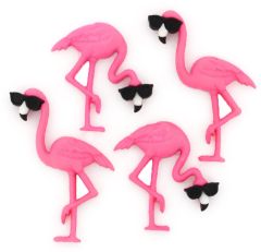 Dress it up Knöpfe Think Pink Flamingos