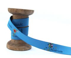 Blaubeerstern Handmade Webband Blattwerk aqua