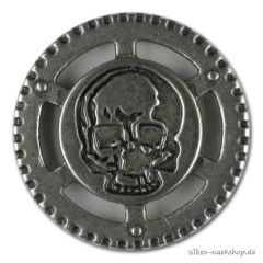 Metallknopf STEAMPUNK Totenkopf 23mm altsilber