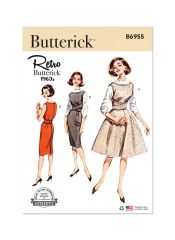 B6955 Butterick Schnittmuster Retro-Kleid 60er Jahre