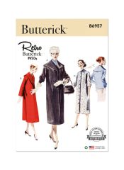 B6957 Butterick Schnittmuster Vintage-Mantel Jacke 50er Jahre