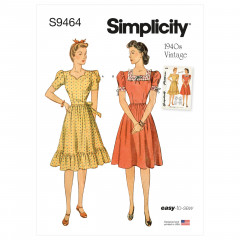 9464 Simplicity Schnittmuster Retro Kleider 40er Jahre