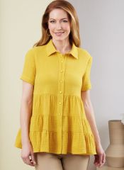 B6897 Butterick Schnittmuster Hemdbluse mit Volants